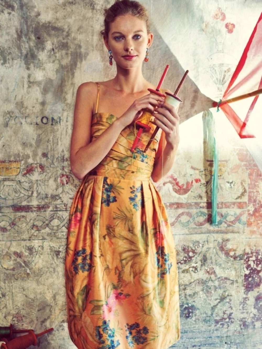 Anthropologie James Coviello Botanica Dress Yellow Floral Jacquard Pleated 6